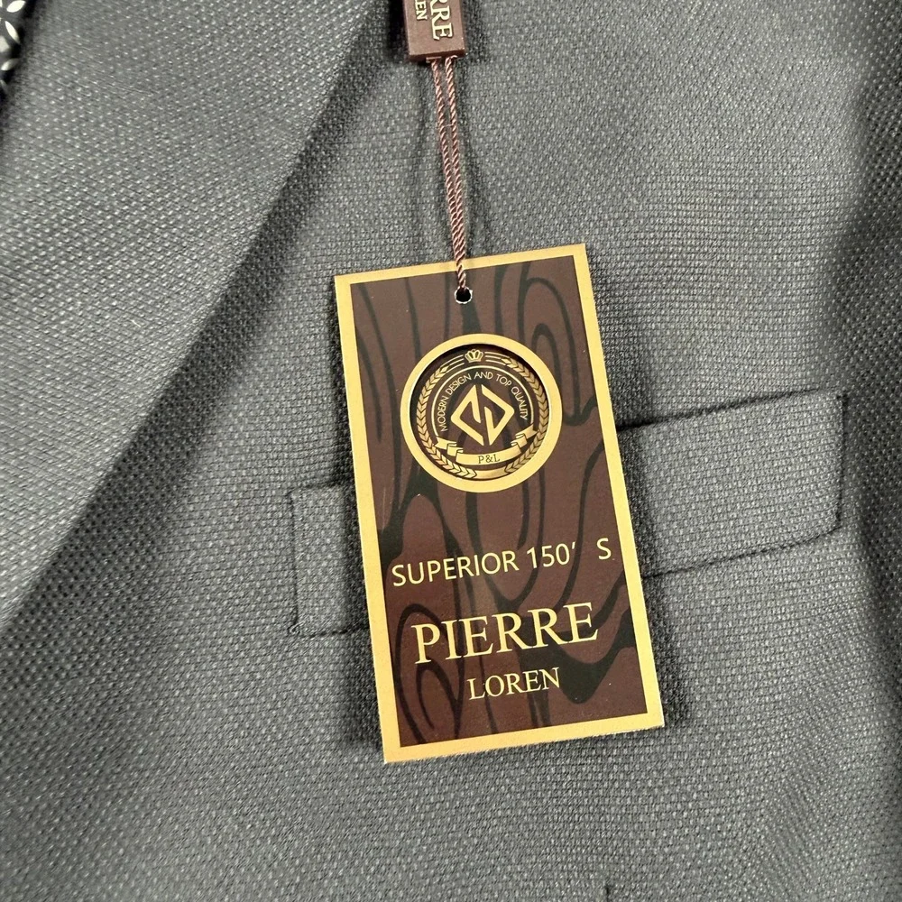 Pierre Loren Blazer Mens 44R Grey Classic Fit Two Button Sport Coat PL702406 NWT